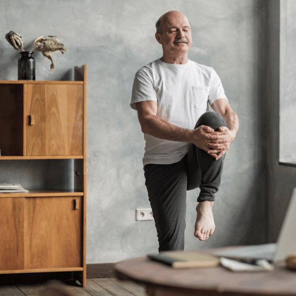 man stretching
